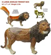 X-Large Lion Jeweled Trinket Box with Austrian Crystals, 10"