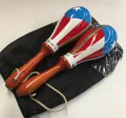 Maracas Leather, Professional, Puerto Rico Flag Design Salsa Model W/Bag.