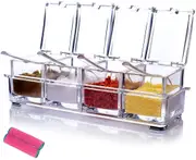 Clear Seasoning Rack Spice Pots - 4 Piece Storage Container Condiment Jars