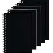 Spirax 512 Notebook 7mm Ruled Hard Cover Spiral Bound A4 200 Page (Black) [5 Pack]