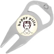 Happy Pills Golf Ball Marker Divot Repair Tool Bottle Opener