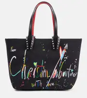 [Christian Louboutin] Christian Louboutin Cabata Large leather-trimmed canvas tote bag One Size black