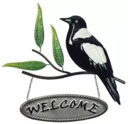 MAGGIE MAGPIE DECORATIVE METAL ART SCULPTURE WELCOME SIGN HOME GARDEN DECOR
