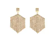 Culturesse Claude 80mm Shimmering Golden Tassel Earrings Fashion Rhinestones