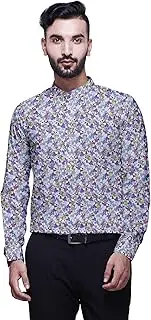 [BESTMAN] Mandarin Collar Shirt Printed Mens Short Kurta Casual Ethnic Dress
