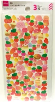 DAISO Fruits Sweets Flower Mini Confetti 3 Sticker Sheet / Japan