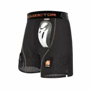 Shock Doctor YOUTH Core Hockey MESH SHORTS, BioFlex Cup w/ Tabs for Socks, Black