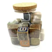 Vintage Alphabet Blocks Letters Wooden 1.25" Blocks Vintage Toys Comes with jar
