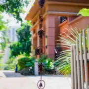 Pine Cone Large Strung Verdigris Windchimes with Pine Cone Rain Bell for Garden