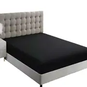 Egyptian Cotton Deep Fitted Sheet S/KS/D/Q/K/SK Size Bed Black