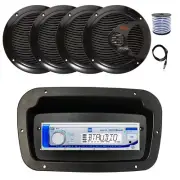 Dual Marine Receiver,Spa Bezel,Adapter, Antenna,Wire, 4x 8'' 180W Black Speakers