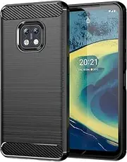 [JOYAUS] for Nokia XR20 Case, Shock-Absorption Brushed Flexible Soft Carbon Fiber Protective Cover for Nokia XR20 - Black