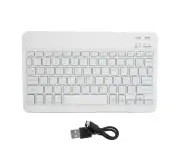 Wireless Bluetooth Keyboard 10in with RGB Backlight Square Keycap for Phone TabletWhite Spanish