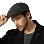 Wool Blend Mens Newsboy Caps Classic Flat Cap Ivy Cabbie Gatsby Hat Winter Be...