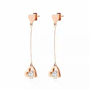 Rose Gold Open Hearts Dangle Earrings For Women