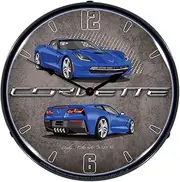 Lighted C7 Corvette Laguna Blue Clock