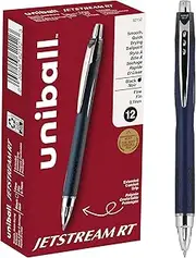 uni-ball Jetstream RT Ballpoint Pens, Fine Point (0.7mm), Black, 12 Count