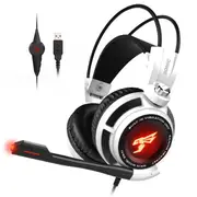 Somic Gaming Headset 7.1 Virtual Surround Sound Headphone with Microphone Stereo Headphones Vibrate for PC Computer Laptop G941 - White