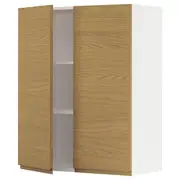 METOD wall cabinet with shelves/2 doors, white/Voxtorp oak effect, 80x100 cm