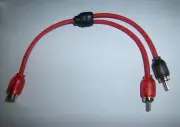 RCA Wire Y Splitter Adapter 2 Male 1 Female Cable T-Spec V6RCA-Y1 Car Audio Amp
