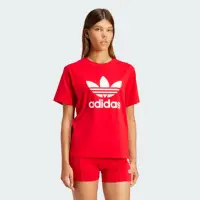 在飛比找momo購物網優惠-【adidas 愛迪達】上衣 女款 短袖上衣 運動 三葉草 