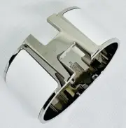 HERMES EXTRA WIDE H Clic Palladium White Bangle Cuff Bracelet PM