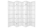 Cross Room Divider Screen White 6 Panel