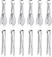 Dmoera 12 Pack Premium Small Serving Tongs, Mini Stainless Steel Appetizer Tongs, 5Inch,5.2Inch(12.7cm)