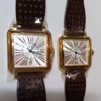 在飛比找Yahoo!奇摩拍賣優惠-HOGA最白色羅馬數字機械錶男女對錶咖啡色皮帶/男45*36