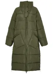 Ganni Quilted Shell Coat - Khaki - S/M S/M