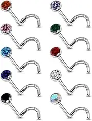 [Lsnevsie] 18G 20G 22G Titanium Nose Rings Studs for Women Men G23 Nose Piercing Jewelry Top Diamond CZ 1.5mm 2mm 2.5mm 3mm 10PCS