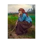Jules Breton, Young Peasant Girl with a Hoe, Semi-Metallic Gloss, 28" x 35"