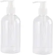 Pump Bottle Shampoo Pump Dispenser, Shampoo Bottles with Pumps Clear Empty Plastic Empty Refillable Shower Dispenser 2 Pieces Containers with Travel Lock for Soap Cream (Transparent, One Size)
