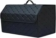 Car Boot Organiser Car Trunk Organizer Box, Large Capacity, Auto Multiuse Tools, Storage Bag, Tidying, Leather, Folding For Emergency(Black L)