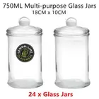 24 x Glass Apothecary Jar 750ML Round 18x10cm Storage Container Food Snack Candy