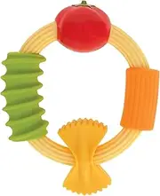 Nuby Pasta Ring Teether - Soft Silicone, Multi-Textured Surface, Easy Grip, Teething Relief for Babies 3+ Months