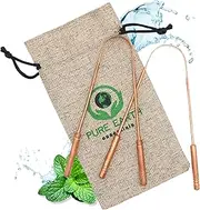 Pure Copper Tongue Scraper for Adults and Kids - Durable Tongue Scraper Copper - Tough Scraper Oral Care - Travel Tongue Scraper Ayurvedic with Case - Pure Earth Essentials (2 Pieces/Pack)