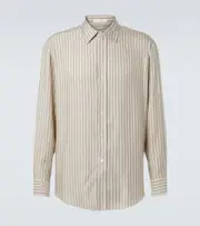 [The Row] The Row Luigi striped silk shirt UK 16 brown
