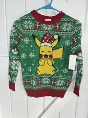 NEW POKEMON PIKACHU KIDS SWEATER NINTENDO CHRISTMAS PULLOVER SWEATSHIRT SIZE M 8