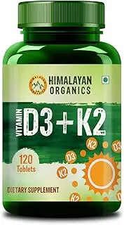 Himalayan Organics Vitamin D3 400 IU + Vitamin K2 as Mk7 | Supports Stronger Immunity, Bone & Heart Health (120 Veg Tablets)