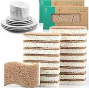 Biodegradable Natural Sponge Compostable Cellulose and Compostable Cellulose and Scrubber Eco-Friendly Dishwashing Sponge (18pcs,A)