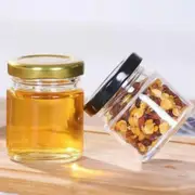 Set 10 Mini Round 50ml Glass Favour Jars with Black Lids