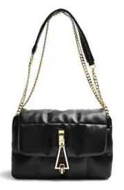 Topshop Triangle Quilted Shoulder Bag - Black