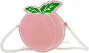 [ZOONAI] Little Girls Purse, Cute Peach Crossbody Handbag with with Pearl Strap, Kids Small Coin Purse Pouch Birthday Gifts, Pink