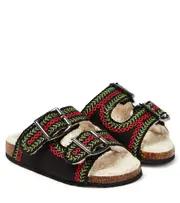 [Stella McCartney Kids] Stella McCartney Kids Embroidered canvas slides UK 8.5 blue