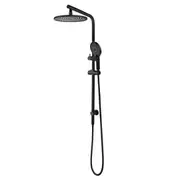 Bath 10'' Round Shower Head Set 3-Mode HandHeld Gooseneck Rail Diverter Black