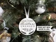 Personalized Engaged Christmas Ornament | Our First Christmas