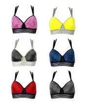 6 pcs Raceback Wire Free Sexy Mesh Lace Design Back Sports Bra B/C Cup