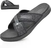 ONCAI Mens orthotic cross slides ultralight soft cushioning sport sandals with plantar fasciitis arch support all season slippers for indoor