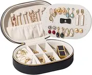ProCase Travel Jewelry Organizer Box, Small Jewelry Organizer for Earrings Bracelet Necklace Ring, Compact Jewelry Storage Case for Women Girls -Black